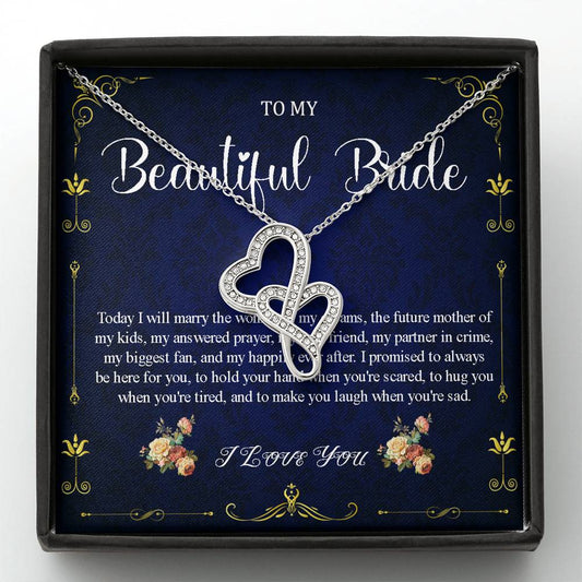 Double Heart Jewelry To My Bride Gift From Groom, Wedding Day Gift For Bride From Groom, From Groom To Future Wife Gift On Wedding Day #0056