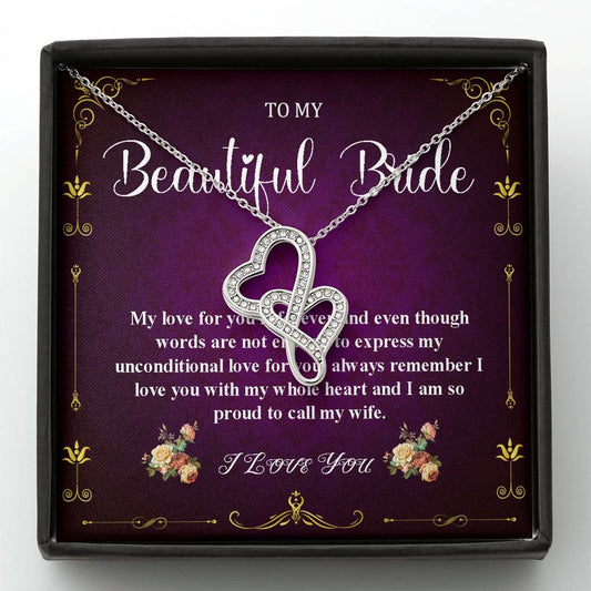 Double Heart Jewelry To My Bride Gift From Groom, Wedding Day Gift For Bride From Groom, From Groom To Future Wife Gift On Wedding Day #0055