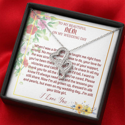 Double Heart, Mother Of The Bride Necklace From Bride Necklace To My Mom On My Wedding Day Mother Of The Bride Gift From Daughter #0031