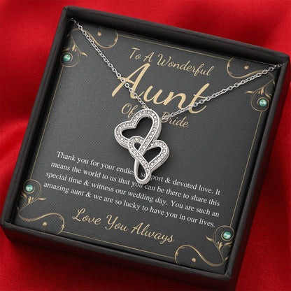 Double Heart, Aunt Of The Bride Necklace Gift Wedding Gift Fraom Bride And Groom Bridal Party Thank You Gift Wedding Jewelry For Aunt #0159