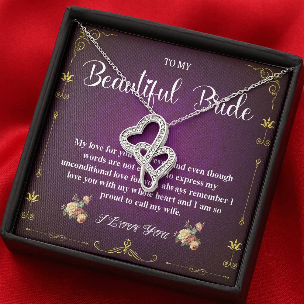 Double Heart Jewelry To My Bride Gift From Groom, Wedding Day Gift For Bride From Groom, From Groom To Future Wife Gift On Wedding Day #0055