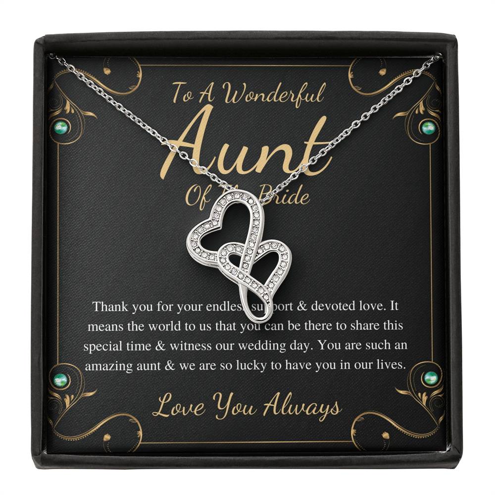 Double Heart, Aunt Of The Bride Necklace Gift Wedding Gift Fraom Bride And Groom Bridal Party Thank You Gift Wedding Jewelry For Aunt #0159