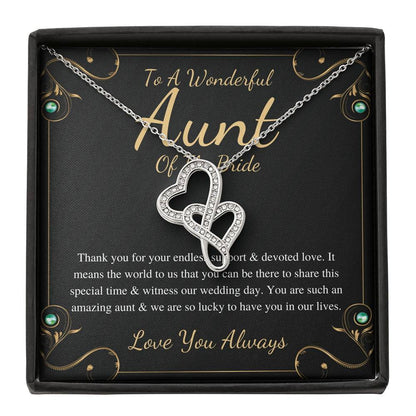 Double Heart, Aunt Of The Bride Necklace Gift Wedding Gift Fraom Bride And Groom Bridal Party Thank You Gift Wedding Jewelry For Aunt #0159