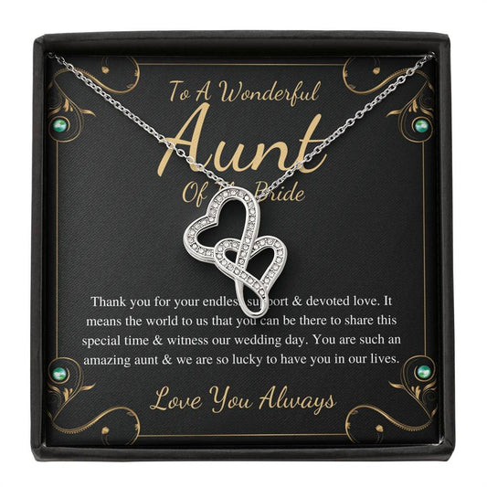 Double Heart, Aunt Of The Bride Necklace Gift Wedding Gift Fraom Bride And Groom Bridal Party Thank You Gift Wedding Jewelry For Aunt #0159