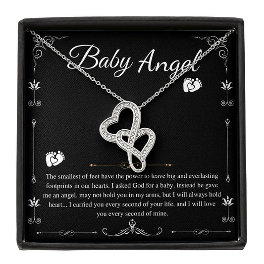 Necklace, Mama Of An Angel, Child Loss Gift, Condolence Gift, Baby Loss Gift, Miscarriage Gift, Loss Of Baby, Sympathy Gift, Double Heart