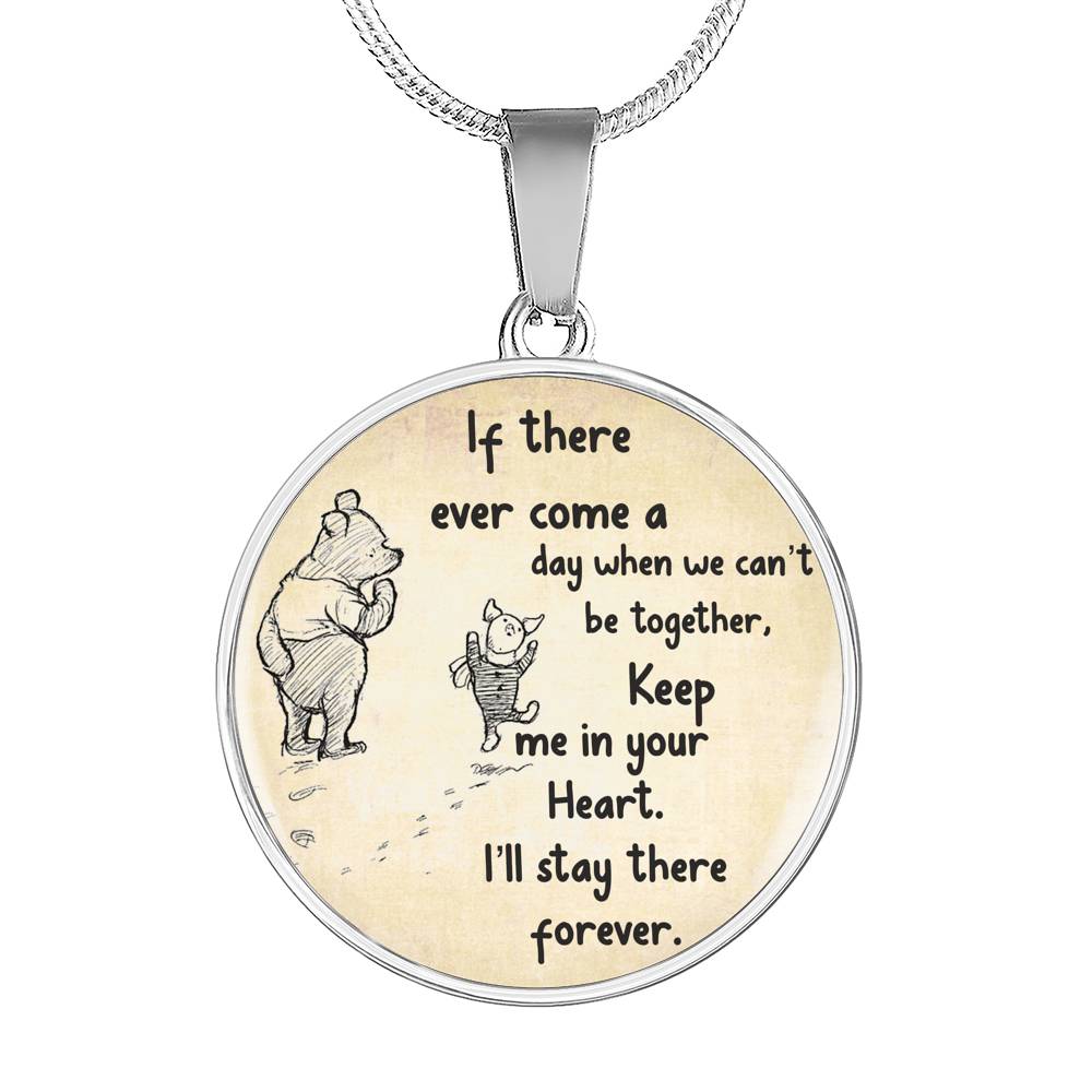 Miss You Neckalce, Winnie The Pooh, FOREVER In Your Heart, Friendship Jewelry, Inspiration, Key Chain, Friendship Quote,