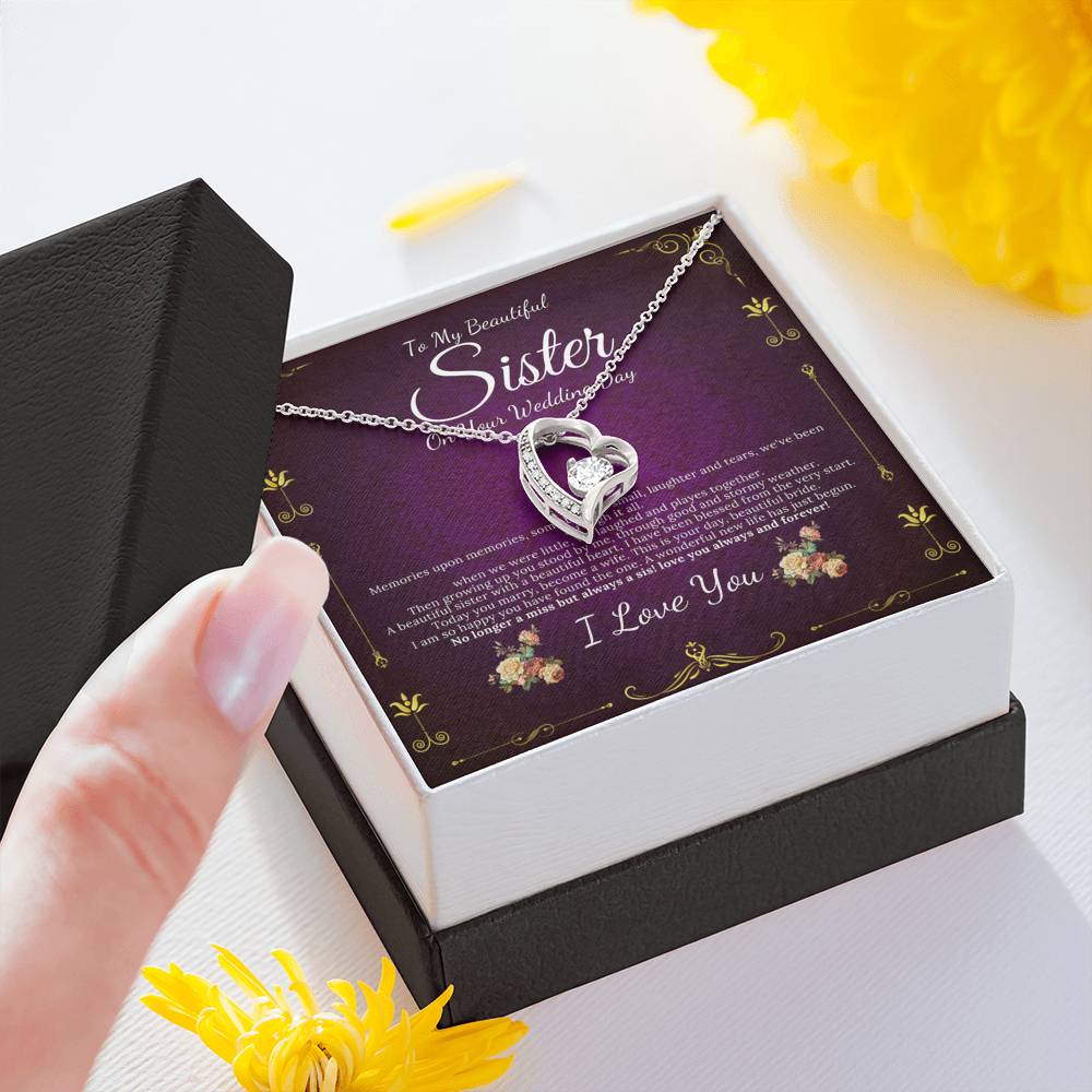 Heart Necklace, Sister Wedding Gift from Sister Wedding Day Gift for Bride from Sister, Rehearsal Dinner Gift from Brother to Sister #0088