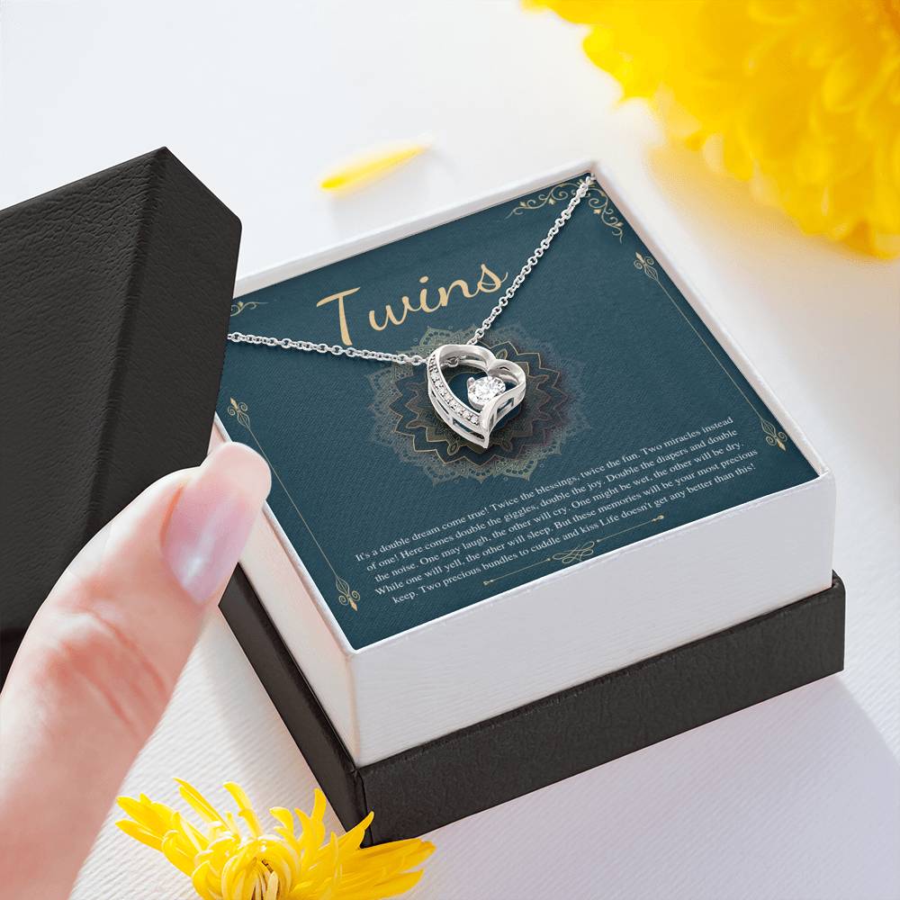 Twin Baby Gifts, Mother of Twins Baby Shower, Mom of Twins Pregnancy Announcement, Pregnant with Twins, Expecting Twins,Heart Necklace #0289