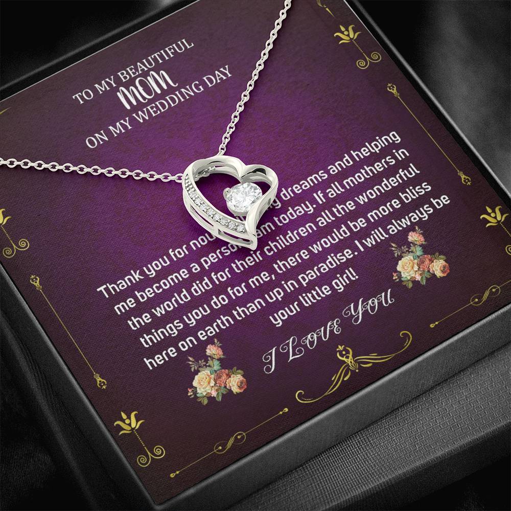 Heart Necklace, To Mom On My Wedding Day, Mother Of The Bride Gift From Daughter, Mother Of The Bride Necklace From Bride,Wedding Gift #0024