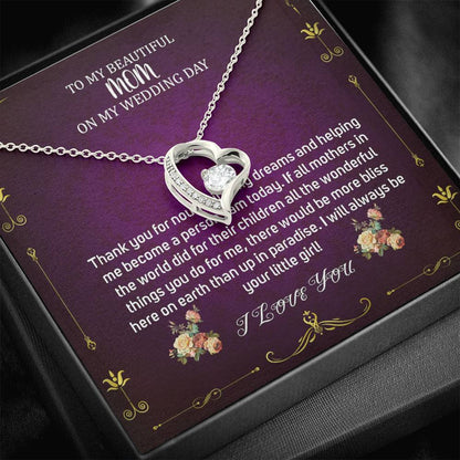 Heart Necklace, To Mom On My Wedding Day, Mother Of The Bride Gift From Daughter, Mother Of The Bride Necklace From Bride,Wedding Gift #0024