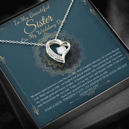 To My Sister on My Wedding Day, Thank You Letter To My Sister, Gift For Sister On My Wedding, Sister to Sister Gift, Heart Necklace #0253
