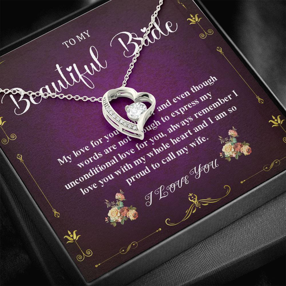 Heart Necklace, Bride Gift From Groom, Wedding Day Gift For Bride From Groom, Necklace To Future Wife On Wedding Day From Groom #0042