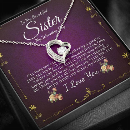 Heart Necklace, Gift For Sister On My Wedding, Sister to Sister Gift, To My Sister on My Wedding Day, Sister of the Bride Gift #0096