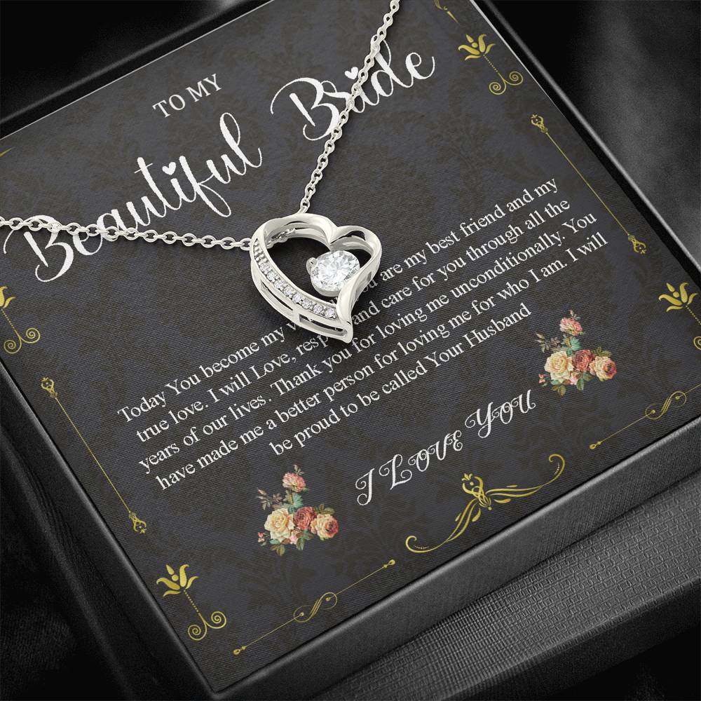 Heart Necklace, Bride Gift From Groom, Jewelry Gift from Groom to Bride,Wedding Day Gift From Groom To Future Wife Gift On Wedding Day #0041