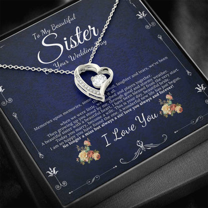 Heart Necklace, Sister Wedding Day Gift, To Bride From Sister , Sister To Bride Gift Bride Jewelry, Gift From Sister Sister Wedding #0091