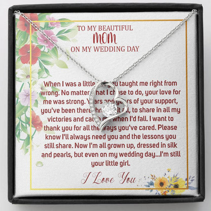 Heart Necklace, To Mom On My Wedding Day, Mother Of The Bride Necklace From Bride, Mother Of The Bride Gift From Daughter,Wedding Gift #0023