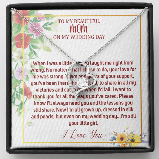 Heart Necklace, To Mom On My Wedding Day, Mother Of The Bride Necklace From Bride, Mother Of The Bride Gift From Daughter,Wedding Gift #0023