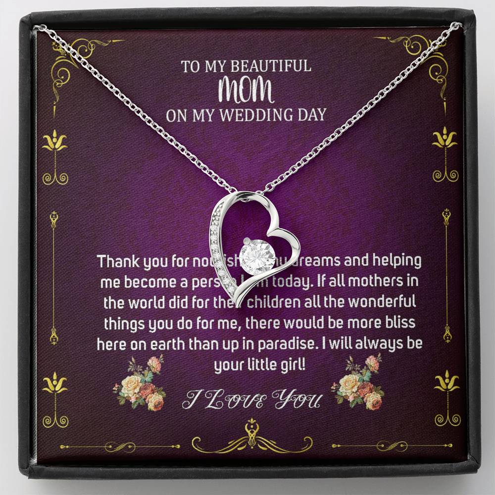 Heart Necklace, To Mom On My Wedding Day, Mother Of The Bride Gift From Daughter, Mother Of The Bride Necklace From Bride,Wedding Gift #0024