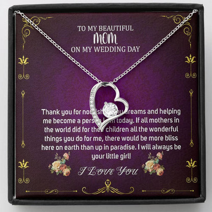 Heart Necklace, To Mom On My Wedding Day, Mother Of The Bride Gift From Daughter, Mother Of The Bride Necklace From Bride,Wedding Gift #0024