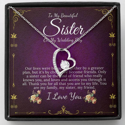 Heart Necklace, Gift For Sister On My Wedding, Sister to Sister Gift, To My Sister on My Wedding Day, Sister of the Bride Gift #0096