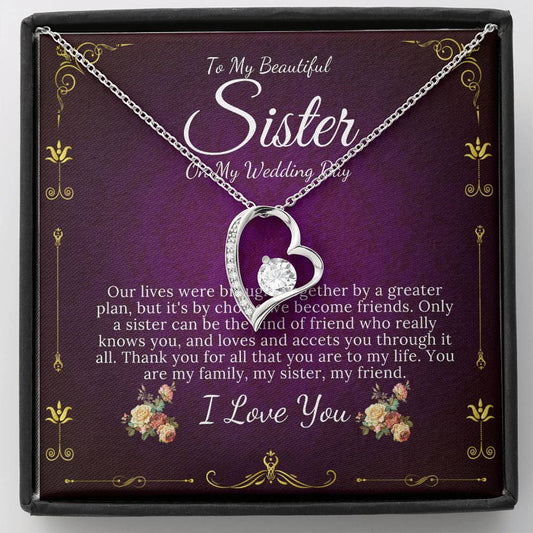 Heart Necklace, Gift For Sister On My Wedding, Sister to Sister Gift, To My Sister on My Wedding Day, Sister of the Bride Gift #0096