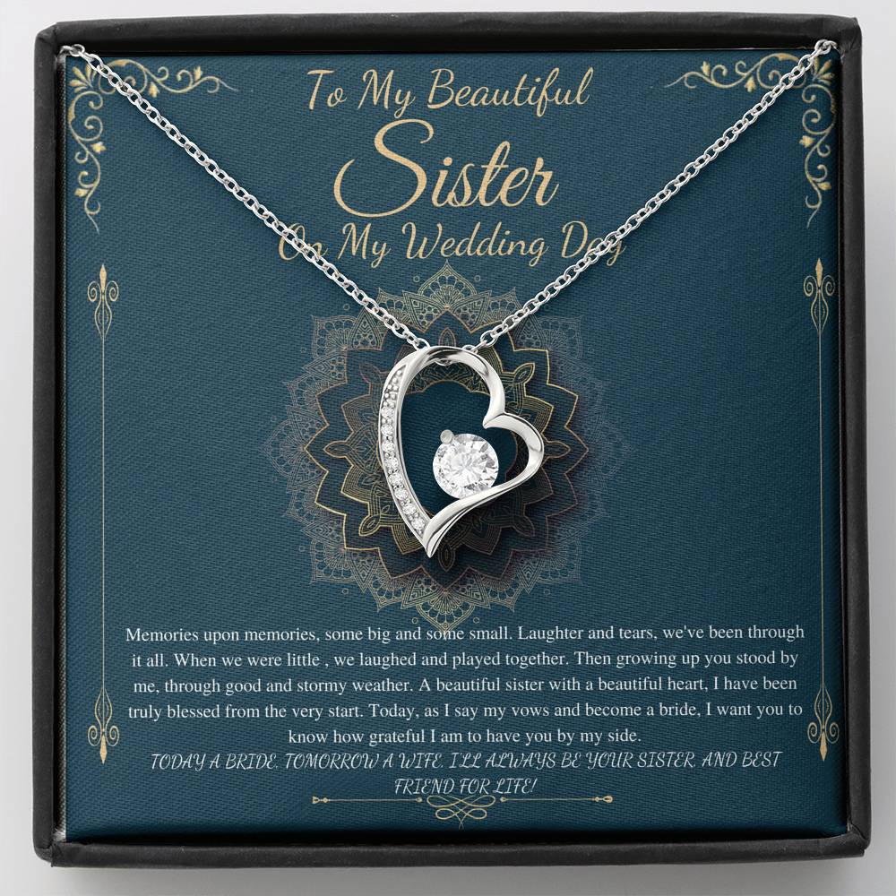To My Sister on My Wedding Day, Thank You Letter To My Sister, Gift For Sister On My Wedding, Sister to Sister Gift, Heart Necklace #0253