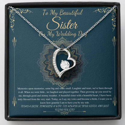 To My Sister on My Wedding Day, Thank You Letter To My Sister, Gift For Sister On My Wedding, Sister to Sister Gift, Heart Necklace #0253