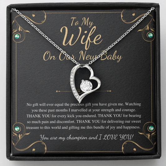 Push Gift for Wife for New Baby, New Mom Gift from Husband, Push Gift for Wife, New Baby Gift From Husband, New Mom Heart Necklace #0232