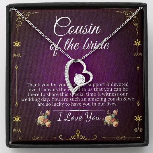 Heart Necklace Wedding Gift From Bride And Groom, Bridal Party Thank You Gift For Cousin, Gift For Cousin From Bride/Groom On Wedding #0138