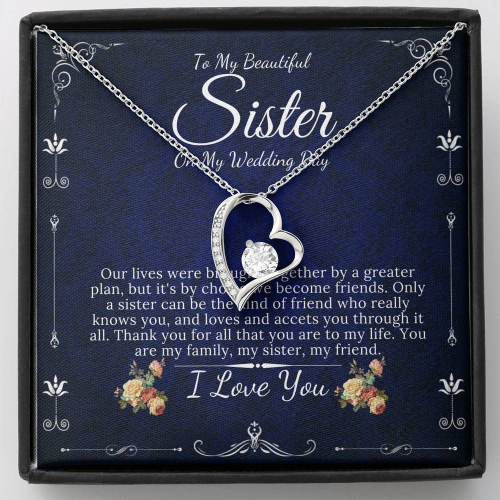 Heart Necklace, Gift For Sister On My Wedding, Sister to Sister Gift, To My Sister on My Wedding Day, Sister of the Bride Gift #0097