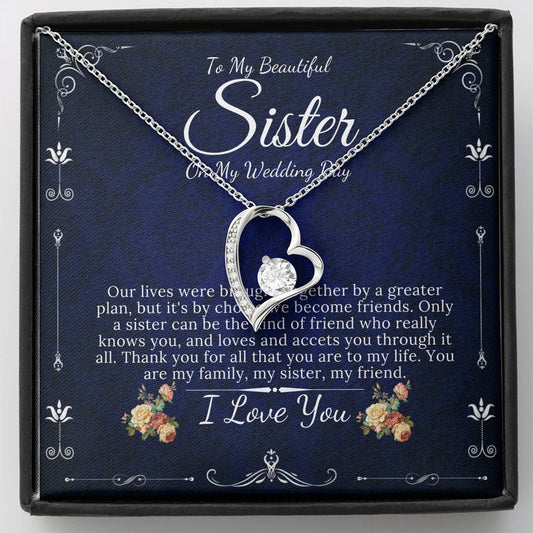 Heart Necklace, Gift For Sister On My Wedding, Sister to Sister Gift, To My Sister on My Wedding Day, Sister of the Bride Gift #0097