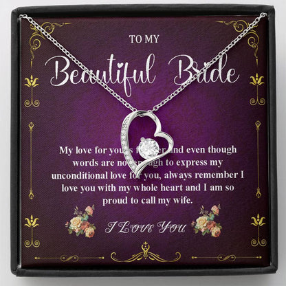 Heart Necklace, Bride Gift From Groom, Wedding Day Gift For Bride From Groom, Necklace To Future Wife On Wedding Day From Groom #0042