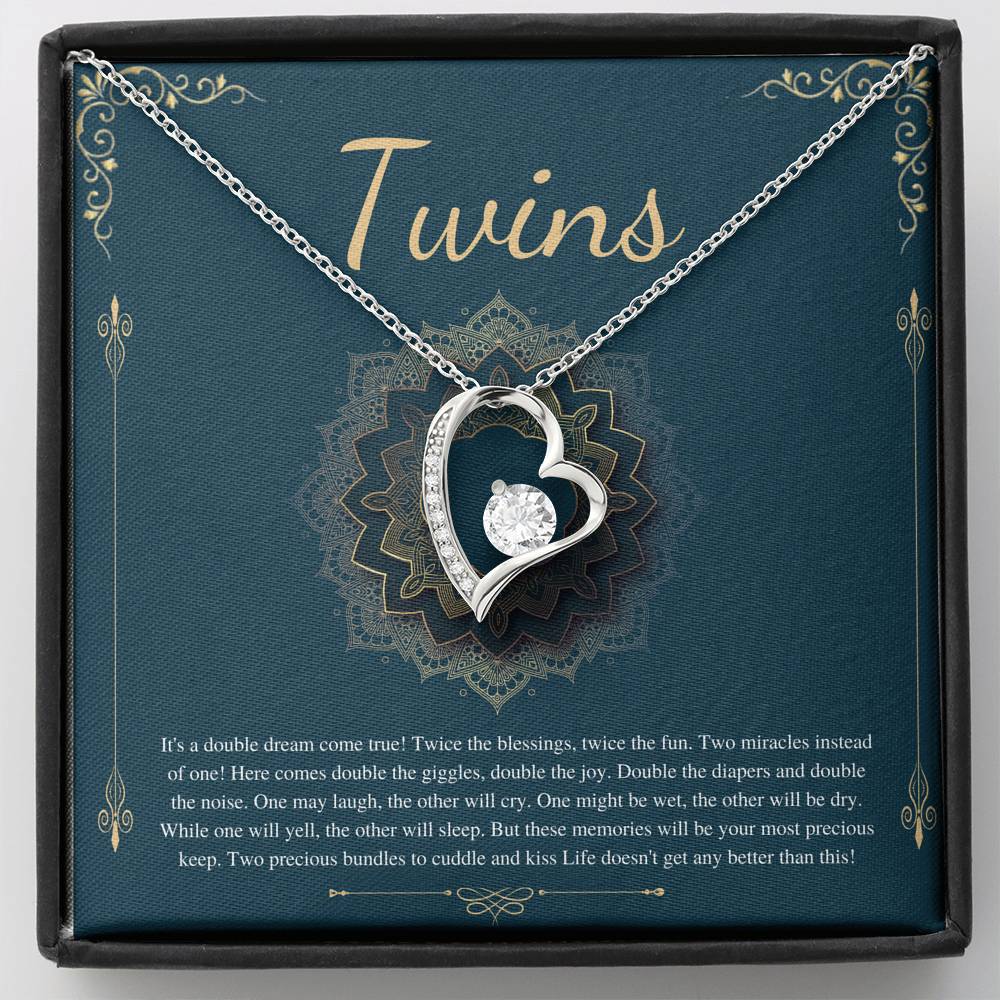 Twin Baby Gifts, Mother of Twins Baby Shower, Mom of Twins Pregnancy Announcement, Pregnant with Twins, Expecting Twins,Heart Necklace #0289