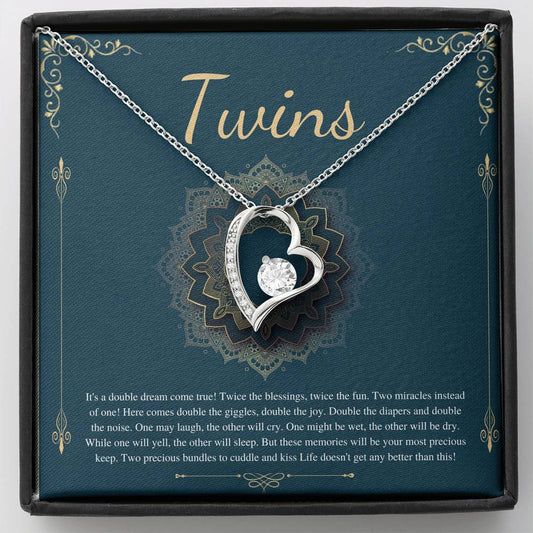 Twin Baby Gifts, Mother of Twins Baby Shower, Mom of Twins Pregnancy Announcement, Pregnant with Twins, Expecting Twins,Heart Necklace #0289