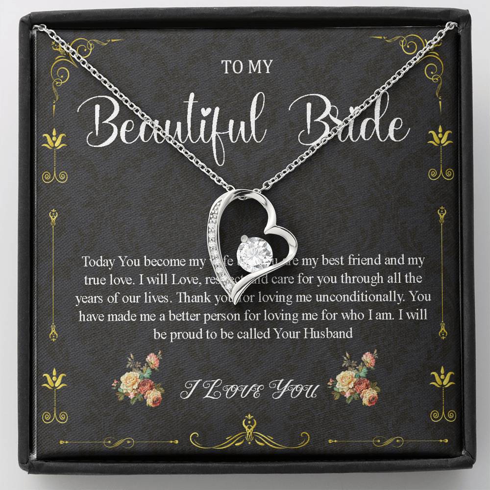 Heart Necklace, Bride Gift From Groom, Jewelry Gift from Groom to Bride,Wedding Day Gift From Groom To Future Wife Gift On Wedding Day #0041