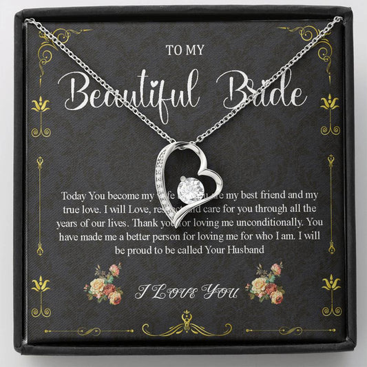Heart Necklace, Bride Gift From Groom, Jewelry Gift from Groom to Bride,Wedding Day Gift From Groom To Future Wife Gift On Wedding Day #0041