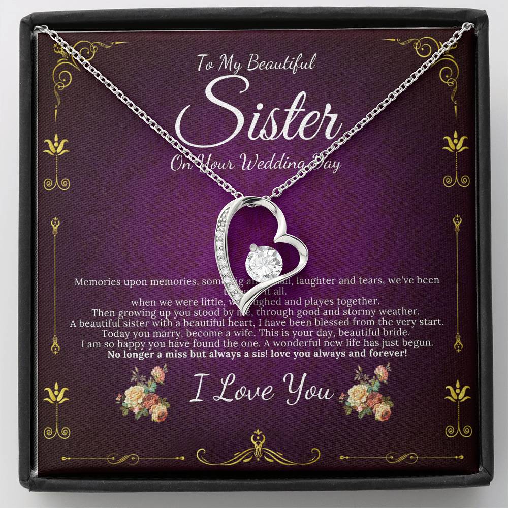 Heart Necklace, Sister Wedding Gift from Sister Wedding Day Gift for Bride from Sister, Rehearsal Dinner Gift from Brother to Sister #0088