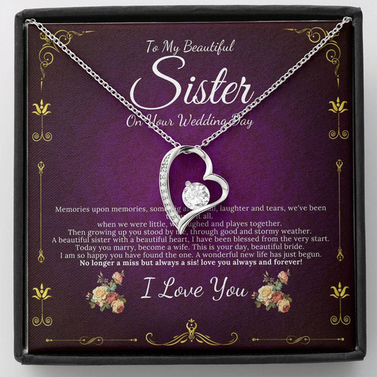 Heart Necklace, Sister Wedding Gift from Sister Wedding Day Gift for Bride from Sister, Rehearsal Dinner Gift from Brother to Sister #0088