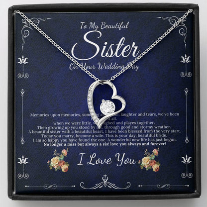 Heart Necklace, Sister Wedding Day Gift, To Bride From Sister , Sister To Bride Gift Bride Jewelry, Gift From Sister Sister Wedding #0091