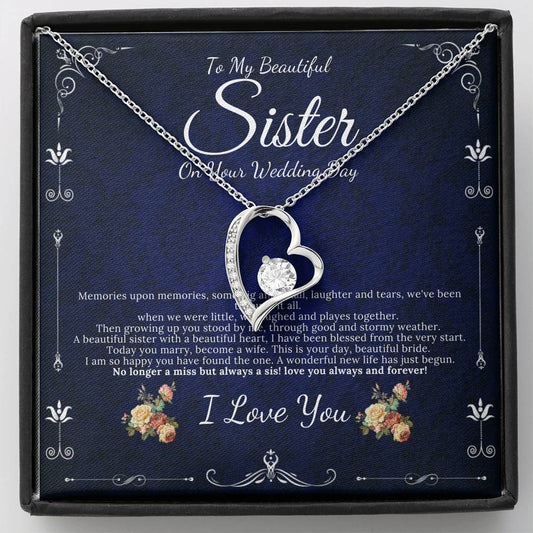 Heart Necklace, Sister Wedding Day Gift, To Bride From Sister , Sister To Bride Gift Bride Jewelry, Gift From Sister Sister Wedding #0091