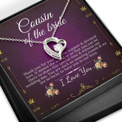 Heart Necklace Wedding Gift From Bride And Groom, Bridal Party Thank You Gift For Cousin, Gift For Cousin From Bride/Groom On Wedding #0138