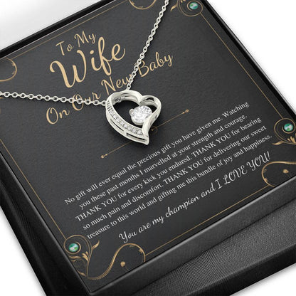 Push Gift for Wife for New Baby, New Mom Gift from Husband, Push Gift for Wife, New Baby Gift From Husband, New Mom Heart Necklace #0232