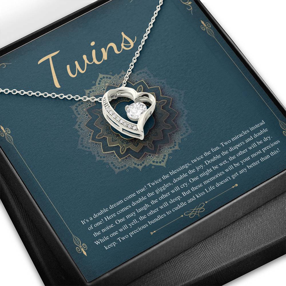 Twin Baby Gifts, Mother of Twins Baby Shower, Mom of Twins Pregnancy Announcement, Pregnant with Twins, Expecting Twins,Heart Necklace #0289