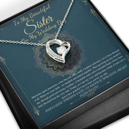 To My Sister on My Wedding Day, Thank You Letter To My Sister, Gift For Sister On My Wedding, Sister to Sister Gift, Heart Necklace #0253
