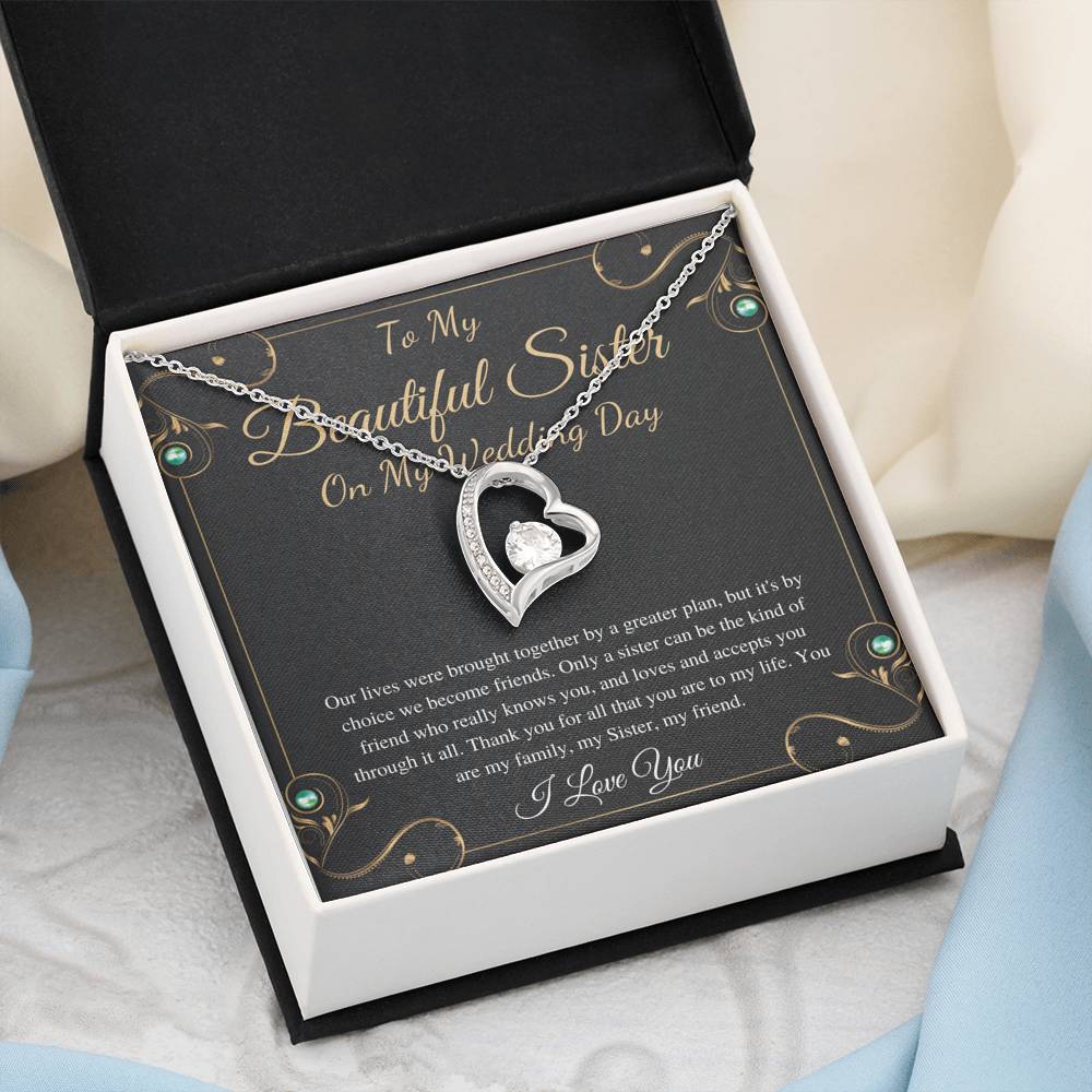 Heart Necklace, Gift For Sister On My Wedding, Sister to Sister Gift, To My Sister on My Wedding Day, Sister of the Bride Gift #0096