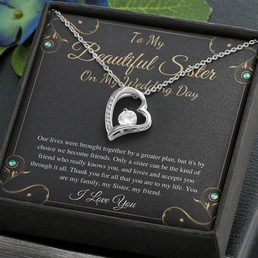 Heart Necklace, Gift For Sister On My Wedding, Sister to Sister Gift, To My Sister on My Wedding Day, Sister of the Bride Gift #0096