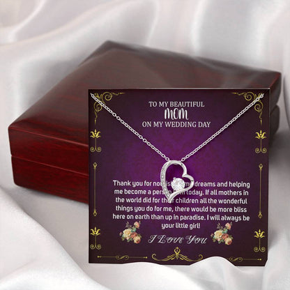 Heart Necklace, To Mom On My Wedding Day, Mother Of The Bride Gift From Daughter, Mother Of The Bride Necklace From Bride,Wedding Gift #0024