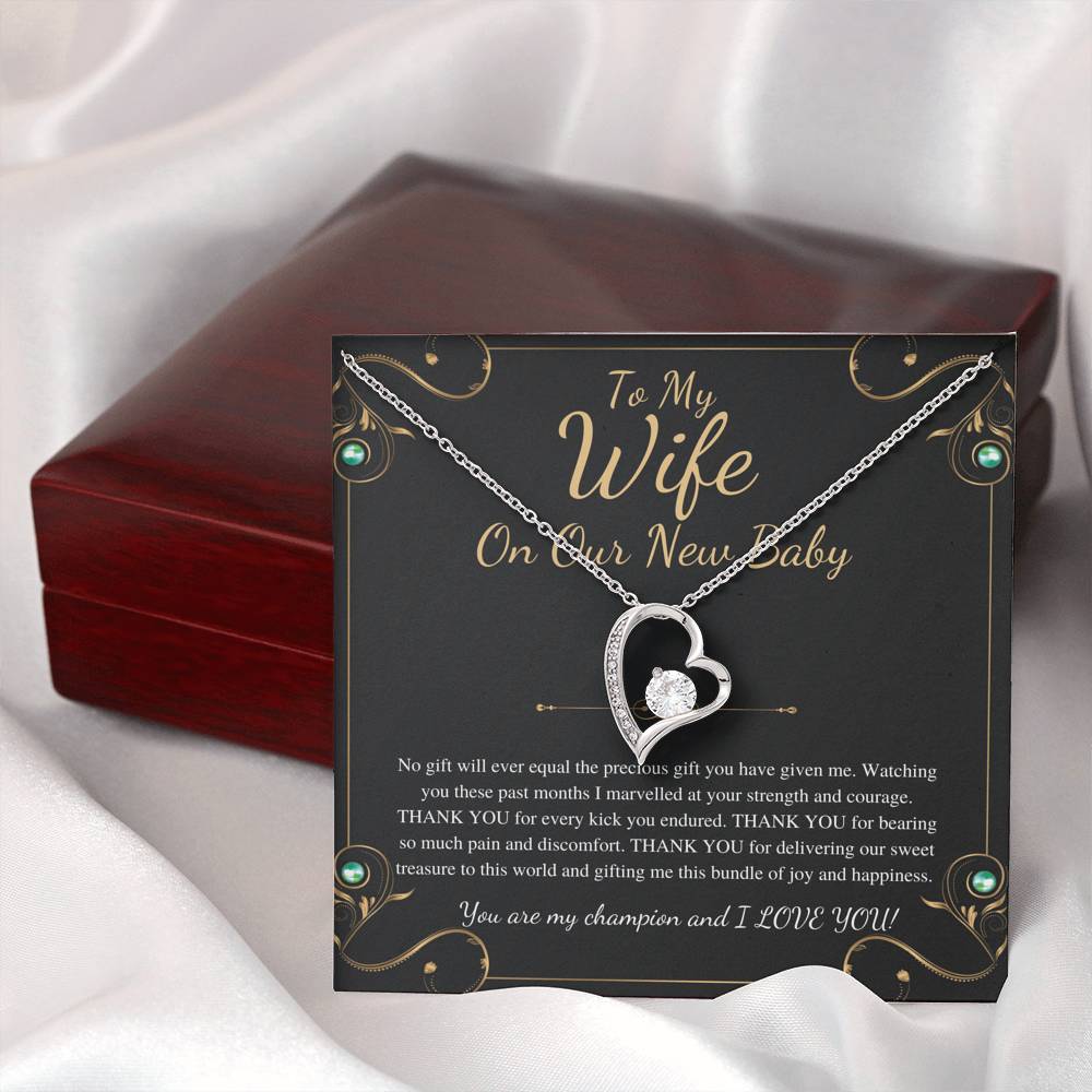 Push Gift for Wife for New Baby, New Mom Gift from Husband, Push Gift for Wife, New Baby Gift From Husband, New Mom Heart Necklace #0232