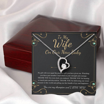Push Gift for Wife for New Baby, New Mom Gift from Husband, Push Gift for Wife, New Baby Gift From Husband, New Mom Heart Necklace #0232