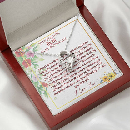 Heart Necklace, To Mom On My Wedding Day, Mother Of The Bride Necklace From Bride, Mother Of The Bride Gift From Daughter,Wedding Gift #0023